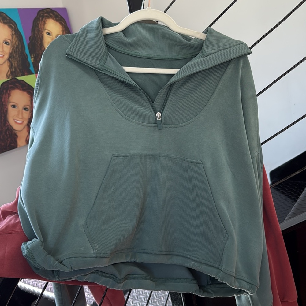 Women's Green Half-Zip Pullover
